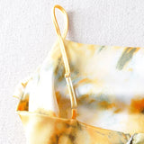 Waist Cut Out Criss Cross Sexy Summer Tie-dyed Midi Dress Ladies Elegant Beach Boho Slip Long Dress Sleeveless Sundress
