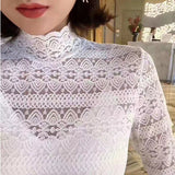 goosudu Fashion Floral Embroidery Lace Blouses Women Spring Summer Sexy See-through Streetwear Tops Ladies Casual Long Sleeve shirts