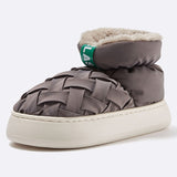 High-top Women's Cotton Shoes  Winter Warm Furry Female Ankle Boots Simple Couple Outdoor Solid Color Platform Snow Boot