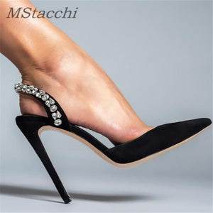 goosudu  Sandals Woman Summer Ladies Shoes Elegant High Heels Stiletto Sandals Pointed Toe Crystal Wedding Shoes Luxury Women Pumps
