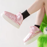 Winter Shoes for Women Warm Plush Female Ankle Boots Flat Heels Simple Solid Color Platform Non-slip Outdoor Snow Boot