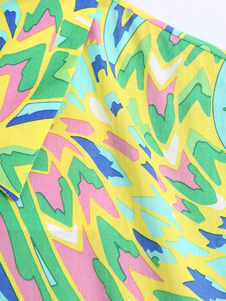 Paisley Print Shirt Dress Elegant Autumn Spring Green Dress Floral Print Boho Female Maxi Dress Long Sleeve Dress