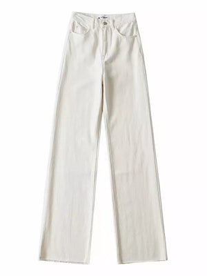 Straight Jeans Women High Waist Streetwear Light Blue Boyfriend Denim Pants Ladies Wide Leg White Jeans For Women