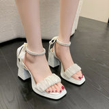goosudu Platform Mary Janes Women Lolita Shoes High Heels Party Shoes  Summer Sandals New Brand Chunky Pearl Pumps Ladies Zapatos