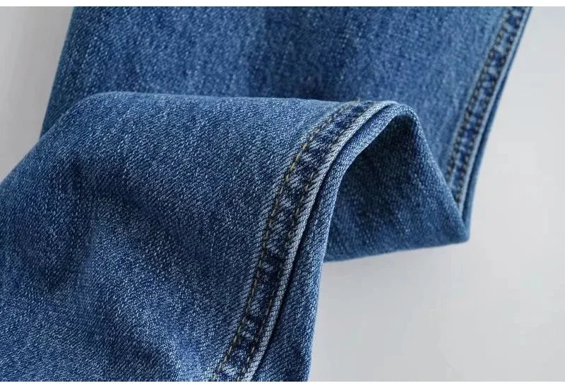 Ripped Jeans For Women  Streetwear Straight Denim Pants High Waist Long Denim Trousers Women Hollow Out Jeans