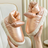 Winter Boots for Women Trendy Candy Color Pink Female Ankle Boot Keep Warm Down Light Platform Furry Footwear Cotton Shoes