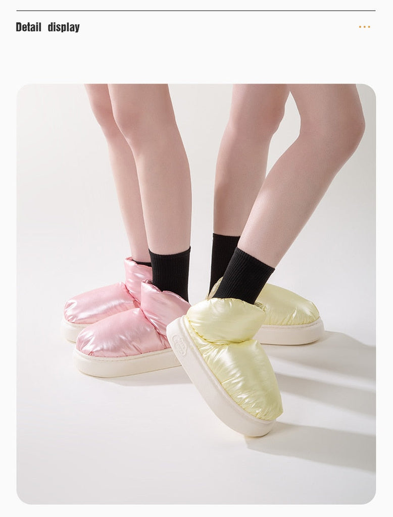 Winter Shoes for Women Warm Plush Female Ankle Boots Flat Heels Simple Solid Color Platform Non-slip Outdoor Snow Boot