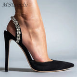 goosudu  Sandals Woman Summer Ladies Shoes Elegant High Heels Stiletto Sandals Pointed Toe Crystal Wedding Shoes Luxury Women Pumps
