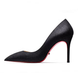 goosudu New Super Pointed Pumps Women's Thin Heels Black Silver Sequins Sexy Fashion Single Shoes