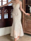 goosudu  Runway Woman Dress Backless Embroidery Vintage Sleeveless Sexy Beach Boho Lace Party Sundress Women Summer Maxi Vestido