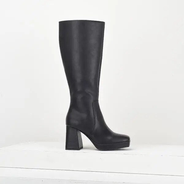 Women Boots Over Knee  Zipper Female Shoes Clogs Platform Luxury Designer Over-the-Knee Large Size Ladies Fashion High Heel