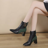 goosudu High Heel Women's Boots Autumn Fashion PU Leather Pointed Toe Ankle Boots Party Zipper Luxury High Heels Pumps Zapatos