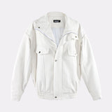 Spring Autumn Oversized Cool Windproof Thick Black Pu Leather Jacket Women Zip Up Luxury Designer Unisex Clothes