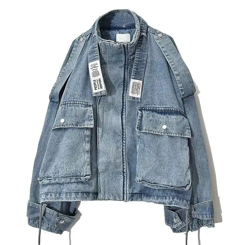Retro Denim Coat for Women Short Loose Letter Student Harajuku Lady's Denim Jackets Hiphop Spring and Autumn Cowboy Old Outwear