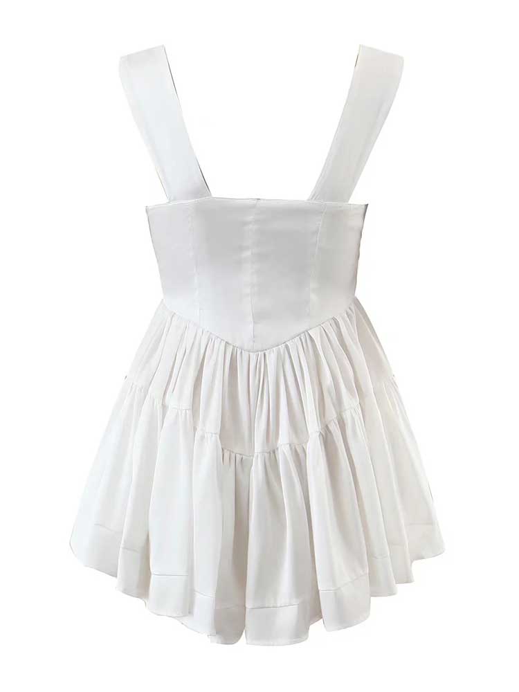 goosudu Inspired ruffled bustier romper dress women off shoulder straps sexy summer dress buttons slim fit dresses for women party