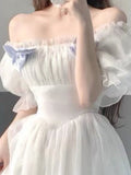 France Fairy Sweet Dress Women Vintage Evening Party Midi Dresses Casual Designer Chic Princess Retro White Dress