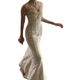 goosudu  Runway Woman Dress Backless Embroidery Vintage Sleeveless Sexy Beach Boho Lace Party Sundress Women Summer Maxi Vestido