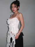Ruffle Fringed Suspender Vest Women Sexy Off Shouder Backless Tank Tops  Spring Summer Female Camisole