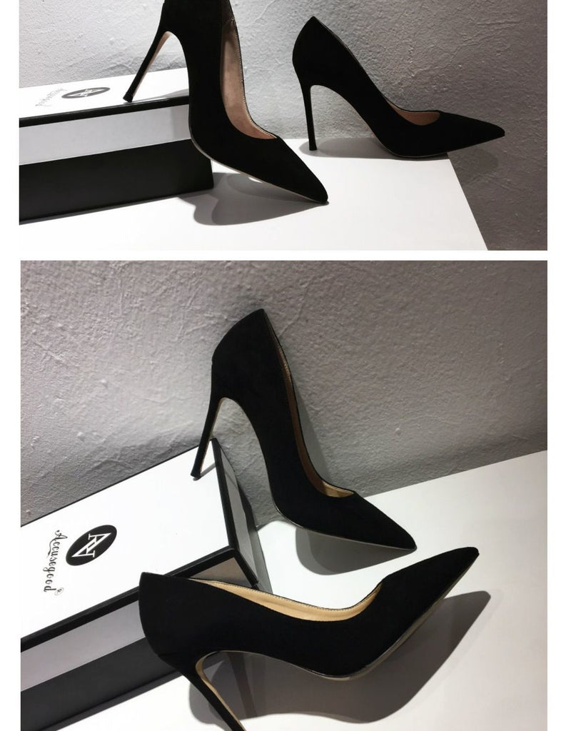 goosudu Sexy Women Pumps Spring/Autumn High heels Pointed Toe black Wedding Shoes Sexy High Heel shoes for Women Pumps