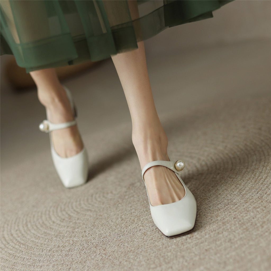 goosudu  Mary Jane High Heels Women Sheepskin Patent Leather Pumps Pigskin Lining and Sheepskin Insole Lolita Girl Shoes Big Size 42