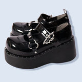goosudu  Mary Jane Shoes Sweet Cute Women Pumps Wedge Heels Platform Shoes Women Gothic Girls Lolita Punk Shoes High Heels Plus Size 43