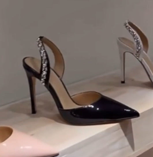 goosudu  Sandals Woman Summer Ladies Shoes Elegant High Heels Stiletto Sandals Pointed Toe Crystal Wedding Shoes Luxury Women Pumps