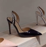 goosudu  Sandals Woman Summer Ladies Shoes Elegant High Heels Stiletto Sandals Pointed Toe Crystal Wedding Shoes Luxury Women Pumps