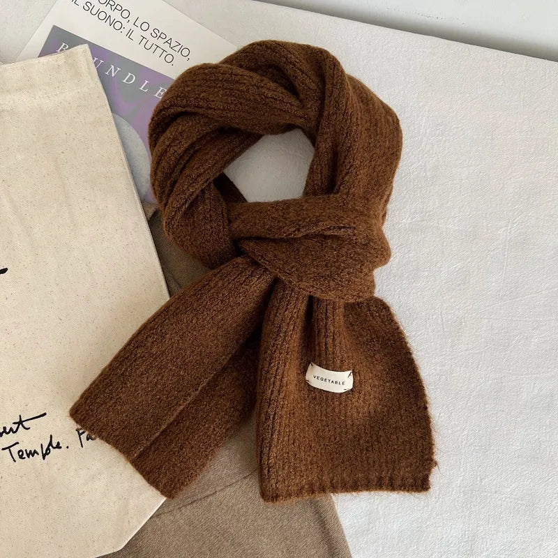 Korean Women Cashmere Scarves Lady Winter Thicken Warm Soft Pashmina Shawls Wraps Female Pure Color Knitted Long Scarf for Women