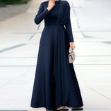 Goosudu Spring Fashion Solid Sundress Women Casual Long Sleeve O Neck Kaftan Elegant Party Hijab Dress Islamic Clothing Robe