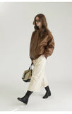 Spring Autumn Cool Oversized Brown Black Faux Leather Bomber Jacket Women Zip Up Luxury Designer Unisex Clothes