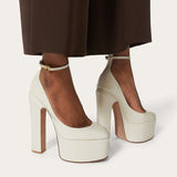 goosudu New Brand Sexy Diamonds Wedding Shoes Thick High Heel Platform Women's Pumps Silver Black Pink Beige Big Size Zapatos Mujer