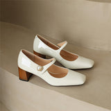 goosudu  Mary Jane High Heels Women Sheepskin Patent Leather Pumps Pigskin Lining and Sheepskin Insole Lolita Girl Shoes Big Size 42