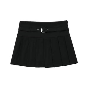 Female Fashion Textured Wild Folds Skirt Sweetwear Skirt Women High Waist Trend With Belt Tight Mini Skirt Y2k