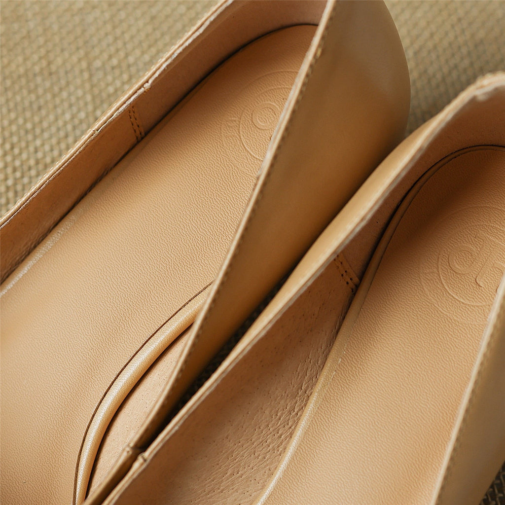 Pumps Shoes Women Mid Heel Spring Sheepskin Square Toe Thin Heel Metal Decoration Party Black Handmade Shoe Big Size 42