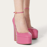 goosudu New Brand Sexy Diamonds Wedding Shoes Thick High Heel Platform Women's Pumps Silver Black Pink Beige Big Size Zapatos Mujer