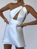 Goosudu  Sexy Hollow Out Bandage Women Dress White Asymmetrical High Waist Mini Dress Women Spring Skinny Fashion Streetwear