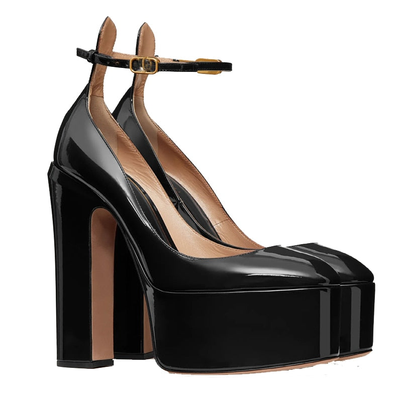 goosudu New Brand Sexy Diamonds Wedding Shoes Thick High Heel Platform Women's Pumps Silver Black Pink Beige Big Size Zapatos Mujer