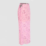 Summer Chiffon Fashion Maxi Skirt cover-up Women Elegant High Waist printed Holiday See-Through Printed Female Long Skirt