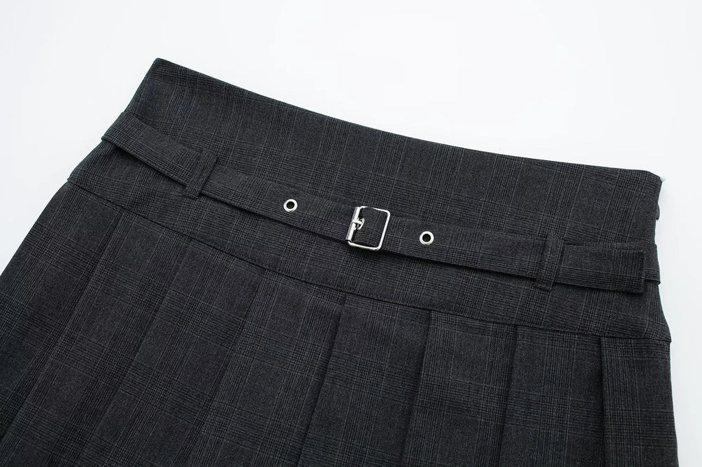 Female Fashion Textured Wild Folds Skirt Sweetwear Skirt Women High Waist Trend With Belt Tight Mini Skirt Y2k