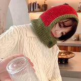 Kpop Color Women Girl Y2K Knit Scarf Hat Outdoor Winter Ski Full Face Mask Caps Fashion Warm Crochet Hood Bonnets