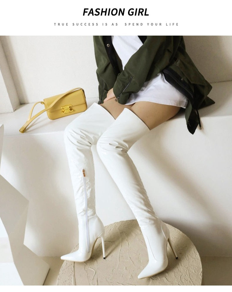 goosudu Sexy Over The Knee Boots Women High Heels Shoes Soft Leather Autumn Winter Knight Boots Oversized
