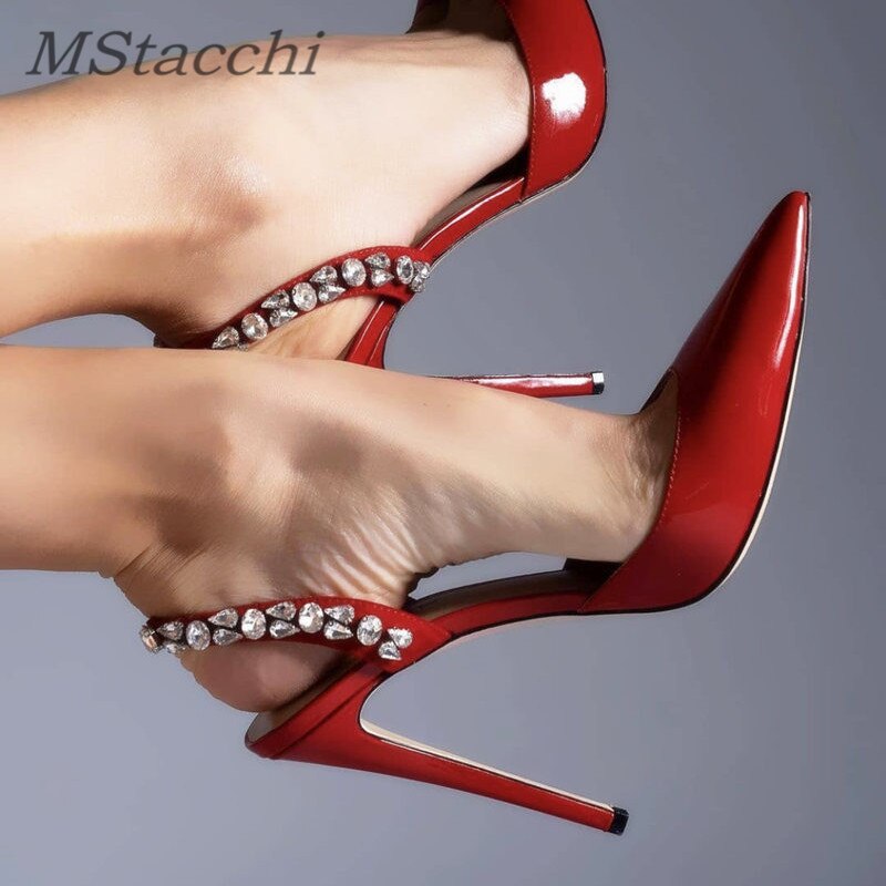 goosudu  Sandals Woman Summer Ladies Shoes Elegant High Heels Stiletto Sandals Pointed Toe Crystal Wedding Shoes Luxury Women Pumps