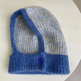 Kpop Color Women Girl Y2K Knit Scarf Hat Outdoor Winter Ski Full Face Mask Caps Fashion Warm Crochet Hood Bonnets