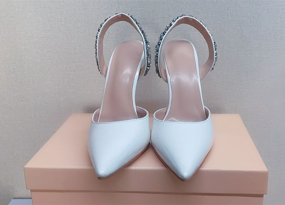 goosudu  Sandals Woman Summer Ladies Shoes Elegant High Heels Stiletto Sandals Pointed Toe Crystal Wedding Shoes Luxury Women Pumps
