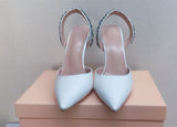 goosudu  Sandals Woman Summer Ladies Shoes Elegant High Heels Stiletto Sandals Pointed Toe Crystal Wedding Shoes Luxury Women Pumps