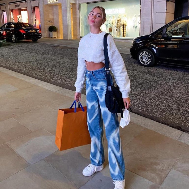 Love graffiti casual jeans high waisted jeans women women clothing  Casual  LOOSE streetwear y2k style joggers summer