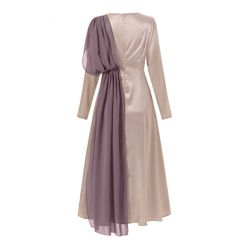 Goosudu Spring Fashion Solid Sundress Women Casual Long Sleeve O Neck Kaftan Elegant Party Hijab Dress Islamic Clothing Robe