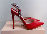 goosudu  Sandals Woman Summer Ladies Shoes Elegant High Heels Stiletto Sandals Pointed Toe Crystal Wedding Shoes Luxury Women Pumps