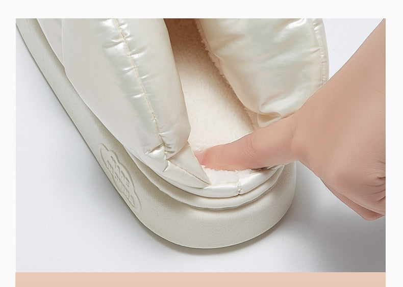 Winter Shoes for Women Warm Plush Female Ankle Boots Flat Heels Simple Solid Color Platform Non-slip Outdoor Snow Boot