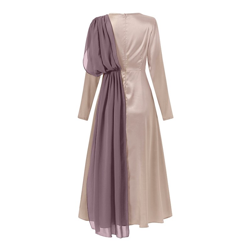 Goosudu Spring Fashion Solid Sundress Women Casual Long Sleeve O Neck Kaftan Elegant Party Hijab Dress Islamic Clothing Robe